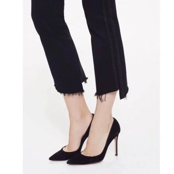 Mother Size 30 Insider Crop Two Step Fray Black Jeans Guilty Party Racer Stretch - Picture 3 of 13